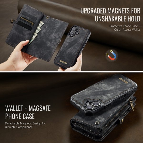 CaseMe iPhone 17 Etui 008 Series Aftagelig Skal Sort