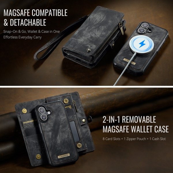 CaseMe iPhone 17 Etui 008 Series Aftagelig Skal Sort