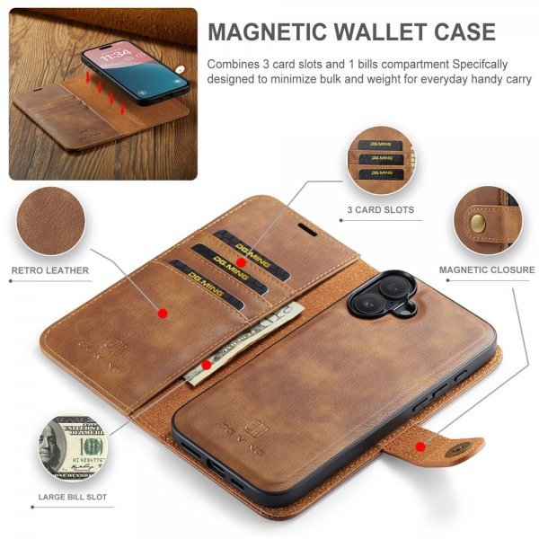 Dg.Ming iPhone 17 Etui med Aftageligt Cover Brun