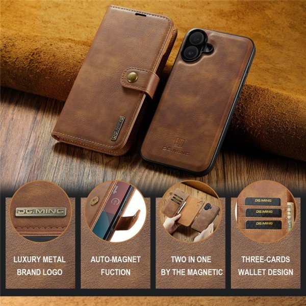 Dg.Ming iPhone 17 Etui med Aftageligt Cover Brun