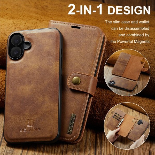 Dg.Ming iPhone 17 Etui med Aftageligt Cover Brun