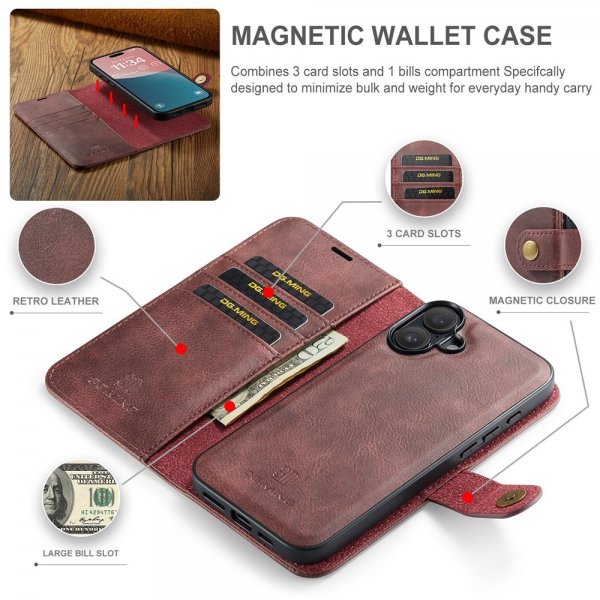 Dg.Ming iPhone 17 Etui med Aftageligt Cover Rød
