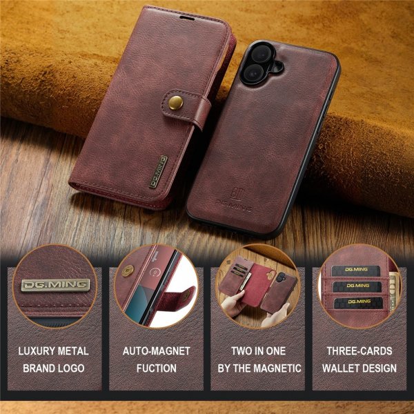 Dg.Ming iPhone 17 Etui med Aftageligt Cover Rød