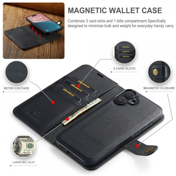Dg.Ming iPhone 17 Etui med Aftageligt Cover Sort
