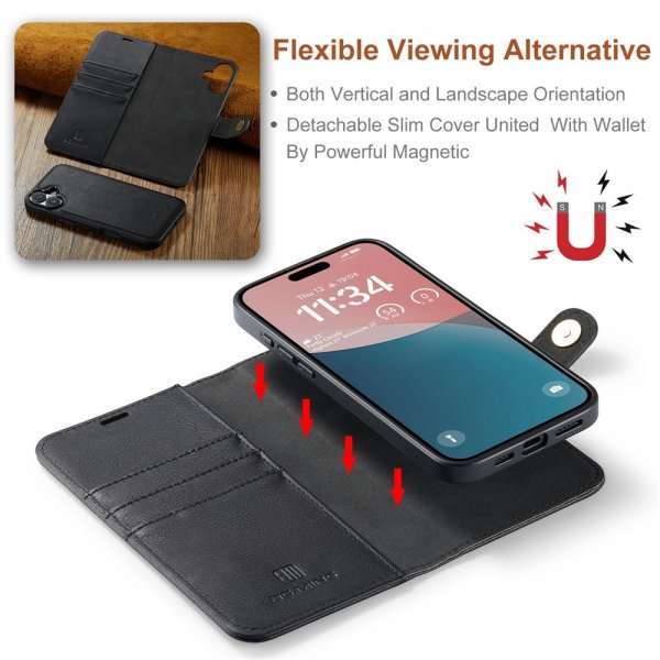 Dg.Ming iPhone 17 Etui med Aftageligt Cover Sort
