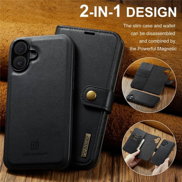 Dg.Ming iPhone 17 Etui med Aftageligt Cover Sort