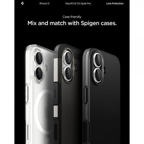 Spigen iPhone 17 Kamerabeskyttelse GLAS.tR EZ Fit Optik Pro 2-pak Sølv