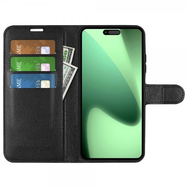iPhone 17 Pro Etui Litchi Sort