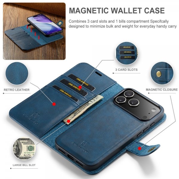Dg.Ming iPhone 17 Pro Etui med Aftagelig Skal Blå