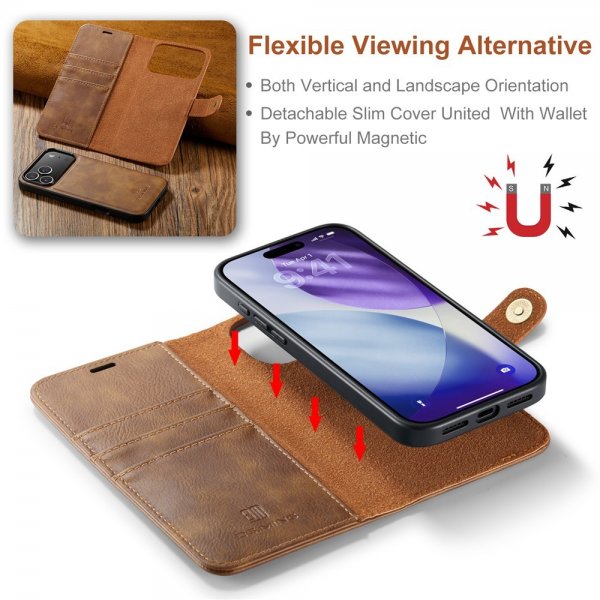 Dg.Ming iPhone 17 Pro Etui med Aftageligt Cover Brun