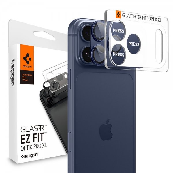 Spigen iPhone 17 Pro Kamerabeskyttelsesglas.tR EZ Fit Optik Pro XL Blå