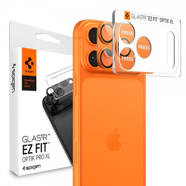 Spigen iPhone 17 Pro Kamerabeskyttelsesglas.tR EZ Fit Optik Pro XL Orange