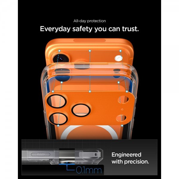 Spigen iPhone 17 Pro Kamerabeskyttelsesglas.tR EZ Fit Optik Pro XL Orange