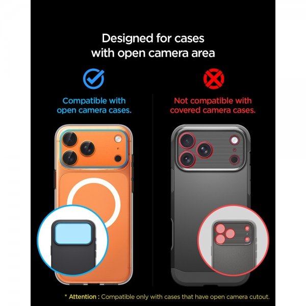 Spigen iPhone 17 Pro Kamerabeskyttelsesglas.tR EZ Fit Optik Pro XL Orange