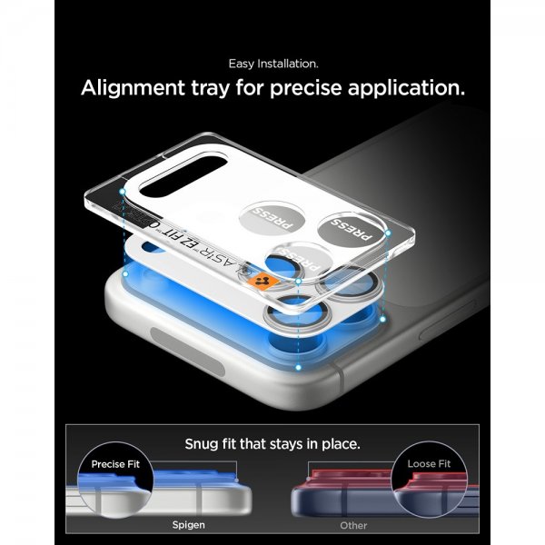 Spigen iPhone 17 Pro Kamerabeskyttelsesglas.tR EZ Fit Optik Pro XL Sølv