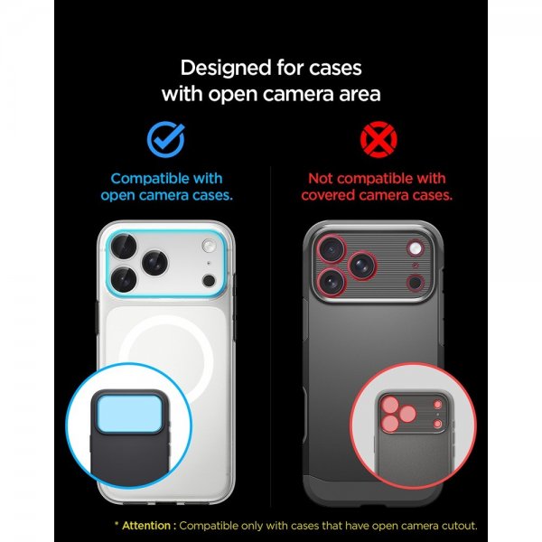 Spigen iPhone 17 Pro Kamerabeskyttelsesglas.tR EZ Fit Optik Pro XL Sølv