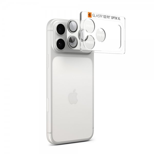 Spigen iPhone 17 Pro Kamerabeskyttelsesglas.tR EZ Fit Optik Pro XL Sølv