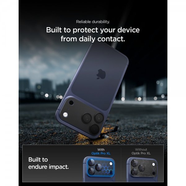Spigen iPhone 17 Pro Kamerabeskyttelsesglas.tR EZ Fit Optik Pro XL Sort