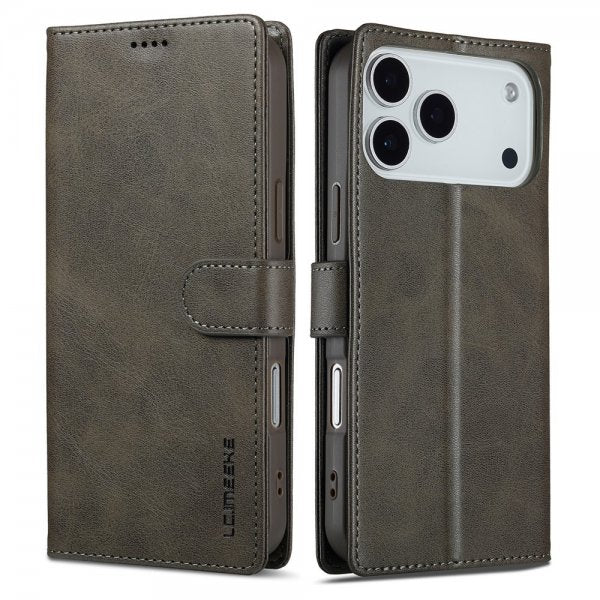 Lc.Imeeke iPhone 17 Pro Max Cover med Kortlomme Standerfunktion Grå