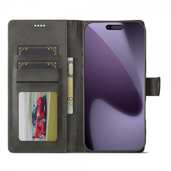 Lc.Imeeke iPhone 17 Pro Max Cover med Kortlomme Standerfunktion Grå