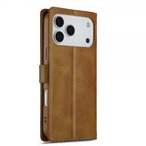 Lc.Imeeke iPhone 17 Pro Max Cover med Kortlomme Stativfunktion Lysebrun