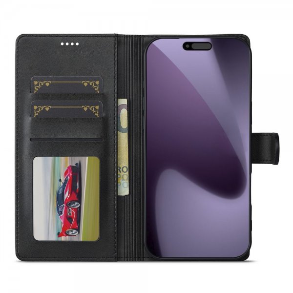 Lc.Imeeke iPhone 17 Pro Max Cover med Kortlomme Standerfunktion Sort