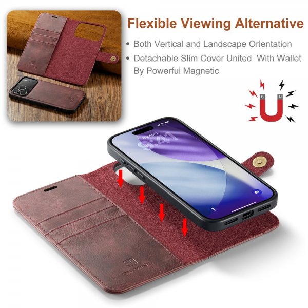 Dg.Ming iPhone 17 Pro Max Etui med Aftageligt Cover Rød