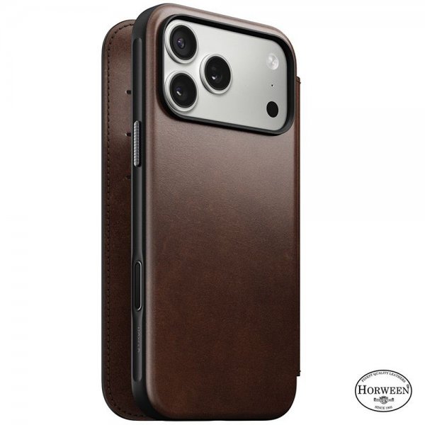 Nomad iPhone 17 Pro Max Fodral Modern Leather Folio Horween Rustic Brown