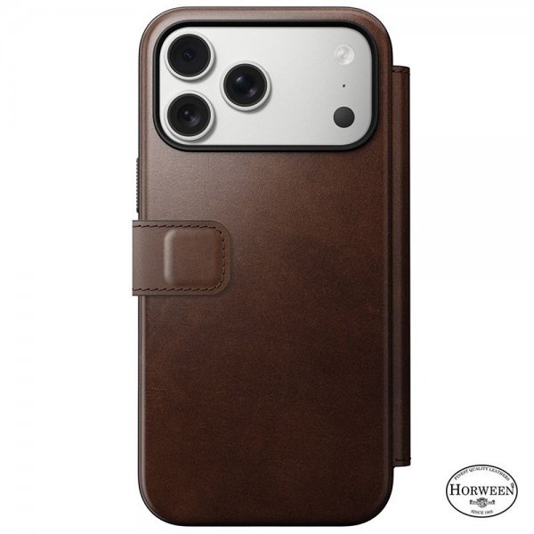 Nomad iPhone 17 Pro Max Fodral Modern Leather Folio Horween Rustic Brown