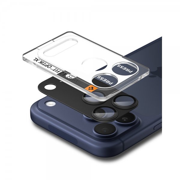 Spigen iPhone 17 Pro Max Kamerabeskytter Glas.tR EZ Fit Optik Pro XL Sort