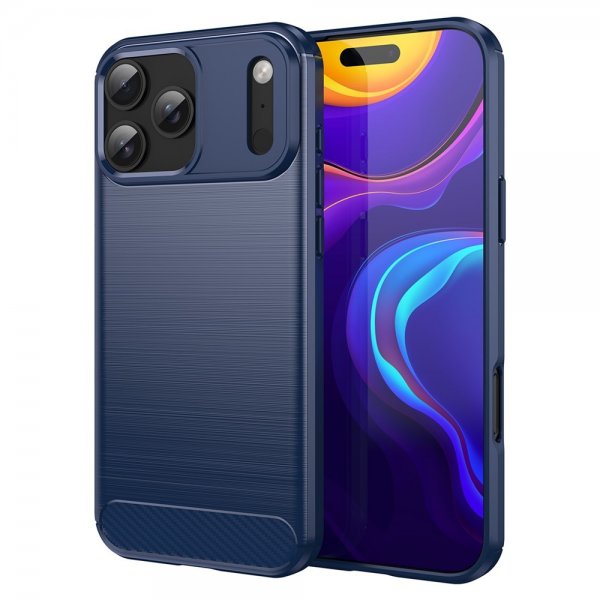 iPhone 17 Pro Max Cover Børstet Kulfibertekstur Blå