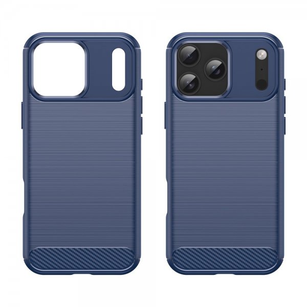 iPhone 17 Pro Max Cover Børstet Kulfibertekstur Blå