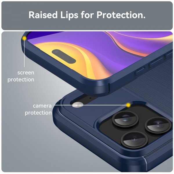 iPhone 17 Pro Max Cover Børstet Kulfibertekstur Blå