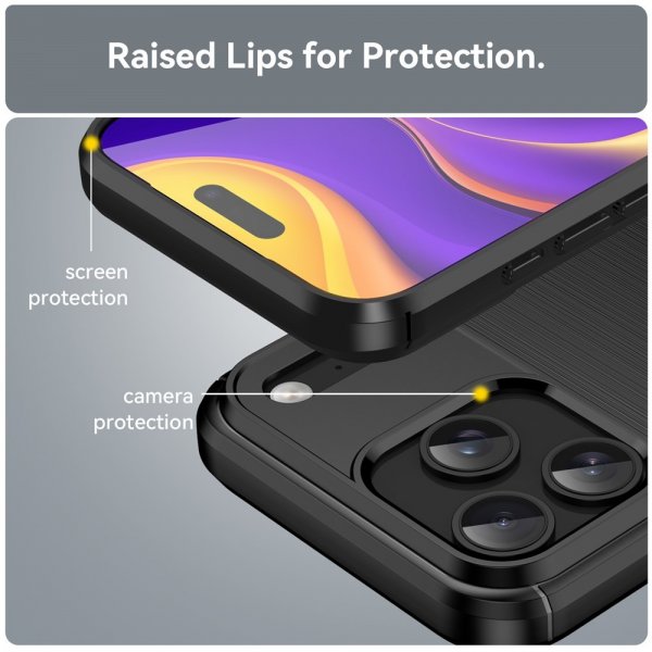 iPhone 17 Pro Max Cover Børstet Kulfibertekstur Sort