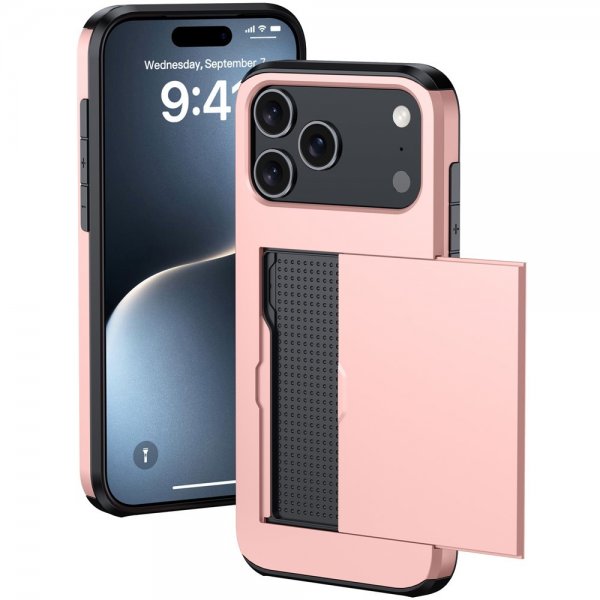 iPhone 17 Pro Max Cover Card Slide Rosa guld