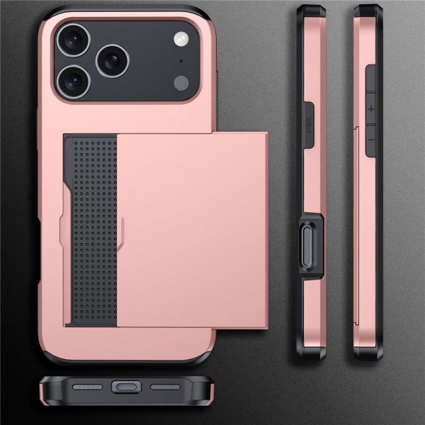 iPhone 17 Pro Max Cover Card Slide Rosa guld