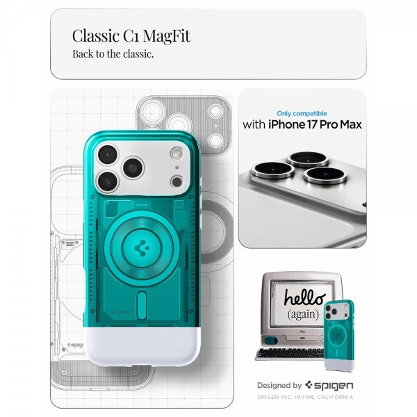 Spigen iPhone 17 Pro Max Cover Classic C1 MagFit Bondi Blue