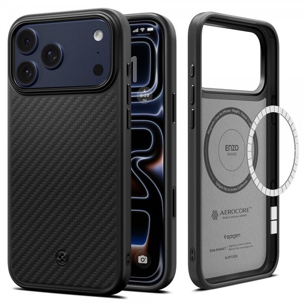 Spigen iPhone 17 Pro Max Cover Enzo Aramid T MagFit Sort