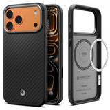 Spigen iPhone 17 Pro Max Cover Enzo Aramid T MagFit Sort Sølv