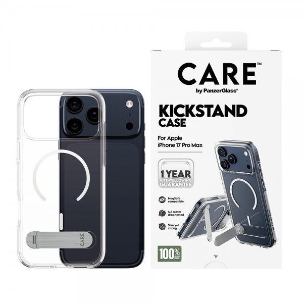CARE by PanzerGlass iPhone 17 Pro Max Cover Kickstand MagSafe Transparent