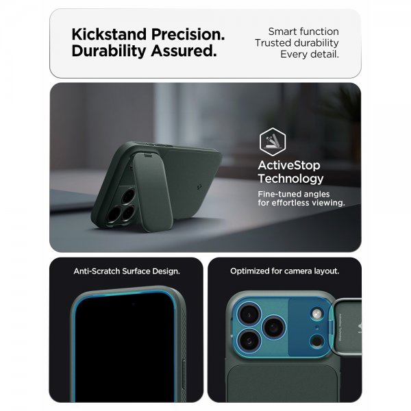 Spigen iPhone 17 Pro Max Cover Optik Armor MagFit Abyss Green