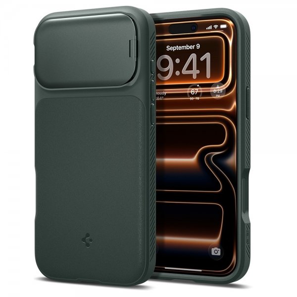 Spigen iPhone 17 Pro Max Cover Optik Armor MagFit Abyss Green