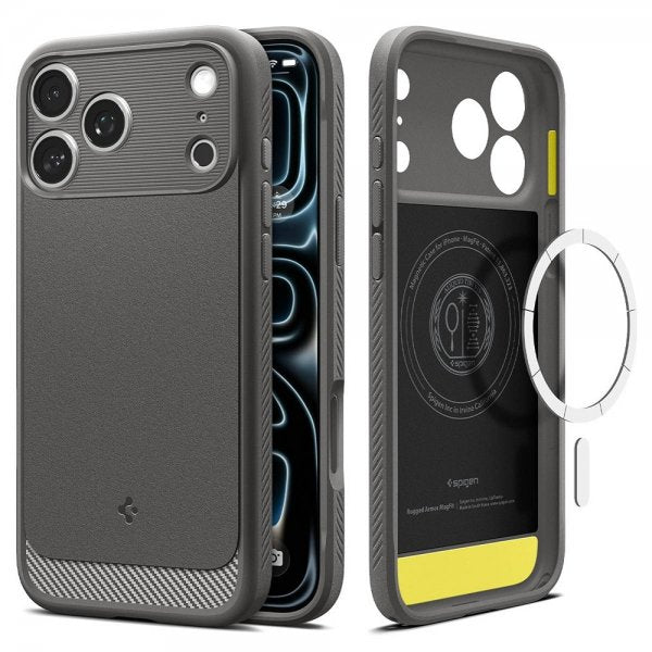 Spigen iPhone 17 Pro Max Cover Rugged Armor MagFit Marble Gray