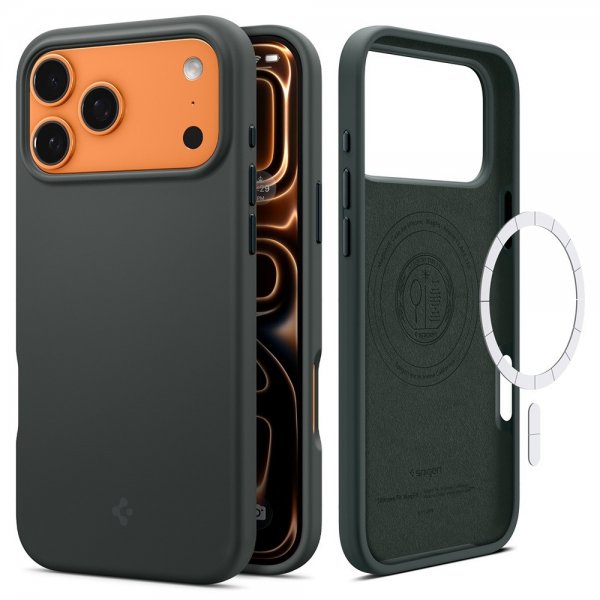 Spigen iPhone 17 Pro Max Cover Silicone Fit MagFit Abyss Green