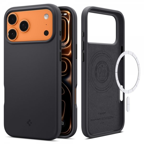 Spigen iPhone 17 Pro Max Cover Silicone Fit MagFit Sort