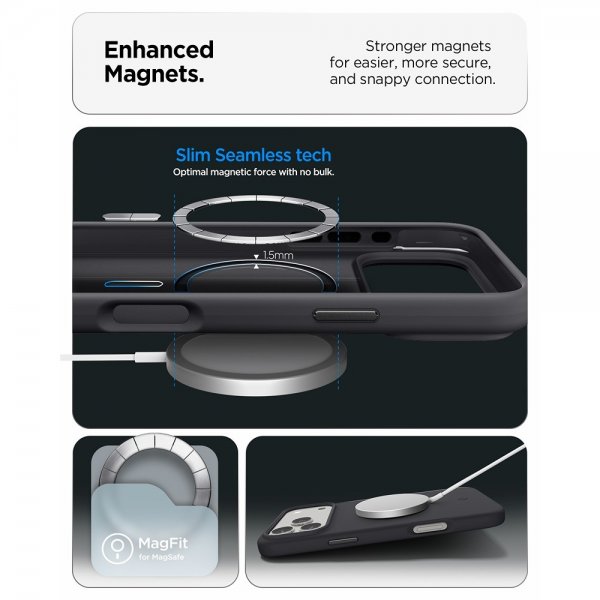 Spigen iPhone 17 Pro Max Cover Silicone Fit MagFit Sort