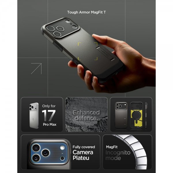 Spigen iPhone 17 Pro Max Cover Tough Armor T MagFit Gunmetal