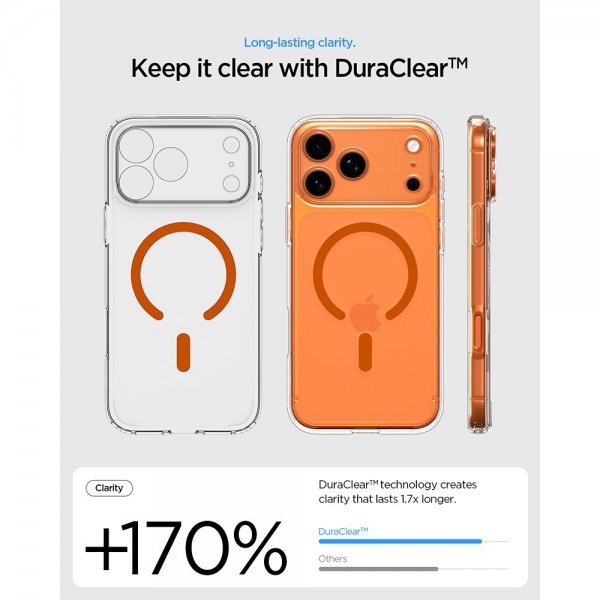 Spigen iPhone 17 Pro Max Cover Ultra Hybrid MagFit Klar Orange