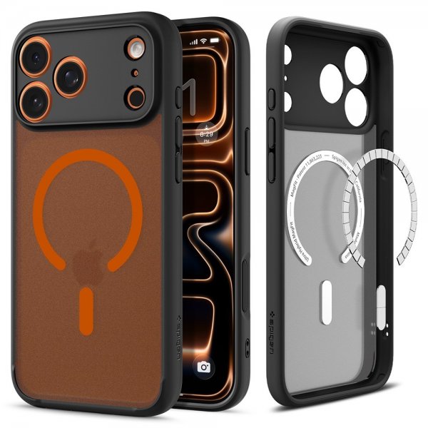 Spigen iPhone 17 Pro Max Cover Ultra Hybrid MagFit Frost Black Orange