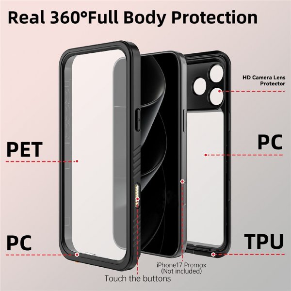 Redpepper iPhone 17 Pro Max Cover Vandtæt IP68 Sort
